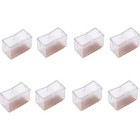 8 pièces de patins de chaise rectangulaires transparents, protection pieds de meubles avec semelle en caoutchouc