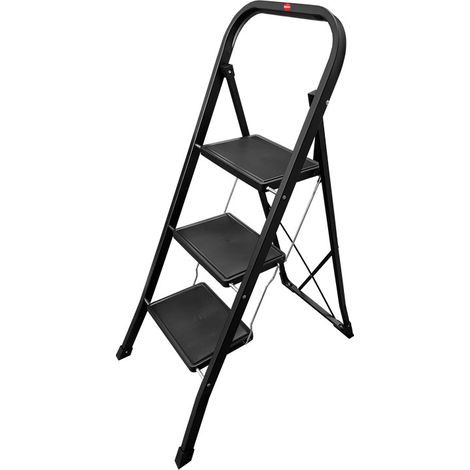 Marche pied 3 marches pliable antidérapant en acier Hailo K15 Coloris - Noir