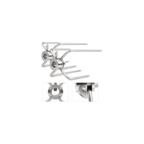 Bardusch-2 pinces à viande pour tournebroche, aiguilles à viande pour brochette de grill en acier inoxydable d'un diamètre de 11,5 mm avec vis de blocage