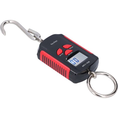 Báscula para grúa de 200 kg, gancho de lastre colgante de alta resistencia, Steelyard, portátil, electrónica, retroiluminación HD (roja y negra). (1/5)