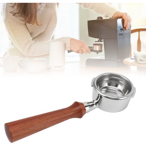 GAGGIA 58-mm-Kaffeemaschinengriff, Doppelgriff aus Edelstahl für Espressomaschinen, bodenlos, Modell F, brasilianisches Rosenholz (1/5)