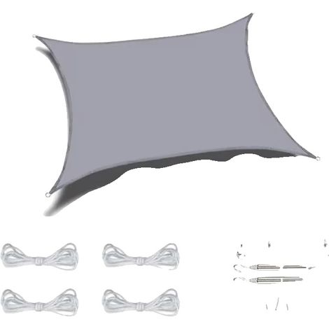 Vela ombreggiante, materiale impermeabile, protezione UV, grigio - set, 2x4 m (1/2)