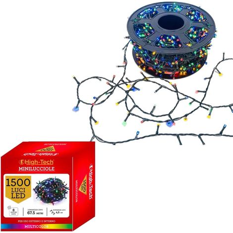 HIGH-TECH FILO LED 1500 MINILUCCIOLE MULTICOLOR CON BOB 67.5 MT USO INTERNO E ESTERNO (1/5)