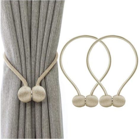 Magnetic Curtain Tiebacks, 2-Piece Set, Beige, 42 cm (1/4)