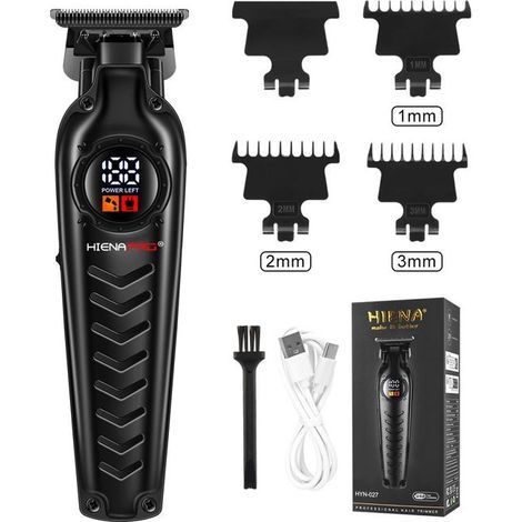 (noir)Tondeuse à barbe Professionnelle pour hommes, tondeuse à cheveux pour barbier avec lame en T (1/5)