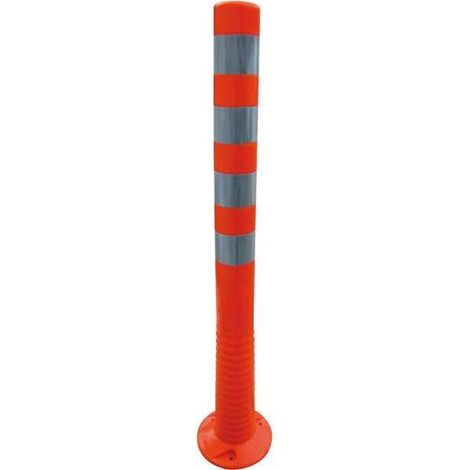 Schake Flexipfosten Ø80mm in rot mit weiß reflektierenden Streifen und Dübelbefestigung aus PUR 1000mm hoch