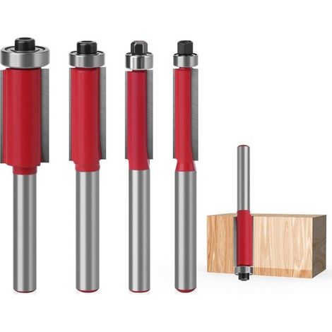 Juego de 4 fresas para madera con rodamiento para fresadora, vástago de 6 mm. (1/5)