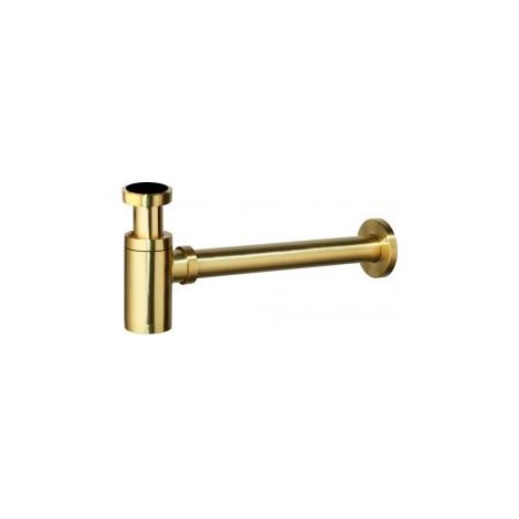 VALAZ Sifón de lavabo visto redondo dorado cepillado (1/3)
