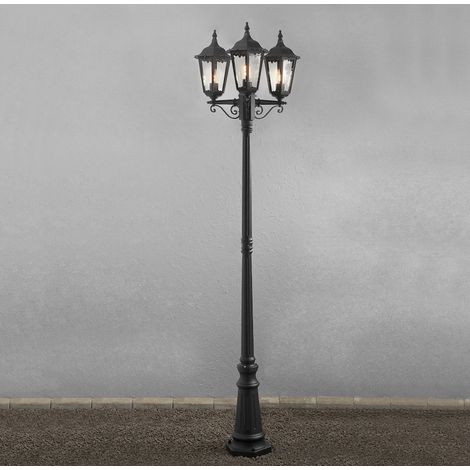 Schwarze Gartenlaterne FIRENZE, Aluminium, inkl. Pfahl und Fundament (1/4)