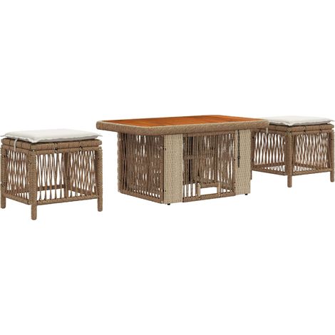 Maison Exclusive - Set da Pranzo per Giardino 3 pcs Beige e Crema polyrattan