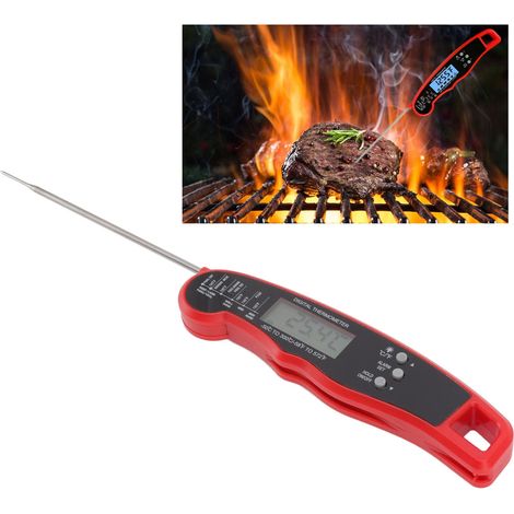Thermomètre étanche multifonctionnel à double aiguille, thermomètre alimentaire, thermomètre de barbecue, rouge. (1/5)