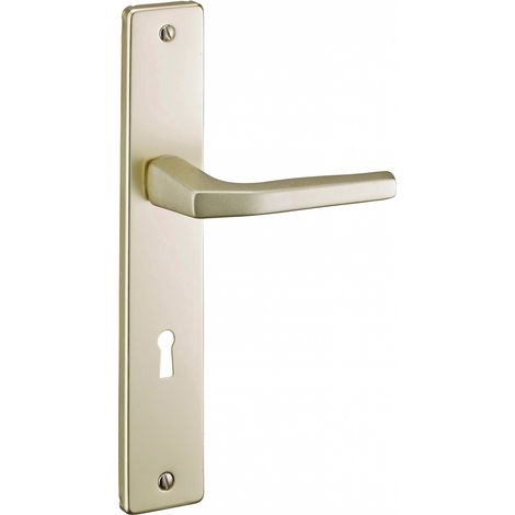 Thirard – Poignée de porte Picardie 7 mm – Aluminium embouti anodisé champagne – Entr'axe 195 mm – Épaisseur de porte 45 mm maximum