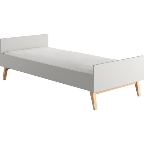 Letto Pinio Swing Grigio e legno 90x200 con rete a doghe inclusa (1/4)