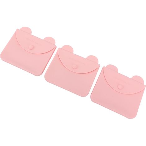Luftdichte Silikon-Aufbewahrungsbox – 3-teilig, tragbarer, pinkfarbener, umweltfreundlicher Staubbeutel mit Clip (1/5)