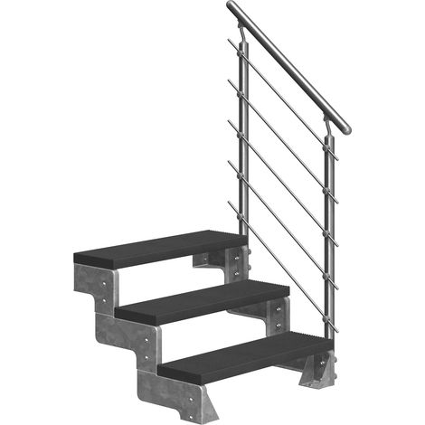 Dolle Außentreppe Gardentop 54-66cm Geschosshöhe mit Trimax anthrazit 100cm breit mit Prova-Geländer (1/5)