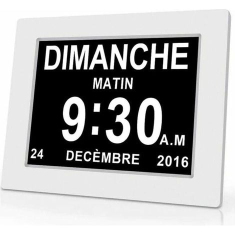 Horloge calendrier numérique One Piece 7 pouces avec date et heure, horloge Alzheimer pour parents, rappel de médicaments pour grands-parents et enfants - Blanc - 20414324mm (1/4)
