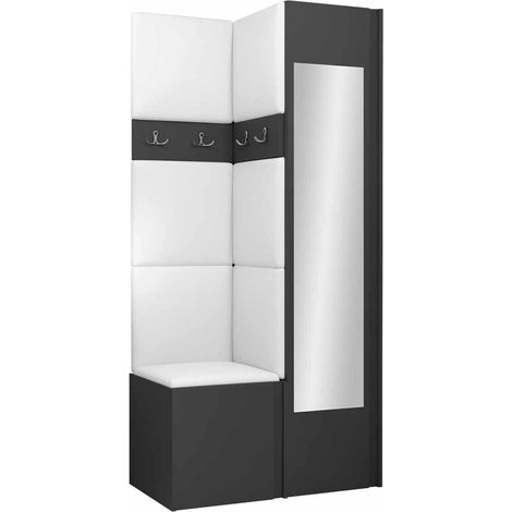 Meuble d'entrée Pinis XXV, Graphite, 186x82x46cm, Disponible, Faux cuir, Stratifié, À poser, Murale