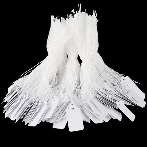 500 étiquettes de prix avec ficelle, 23 x 13 mm, pour vêtements, bijoux et petits articles à suspendre (1/5)