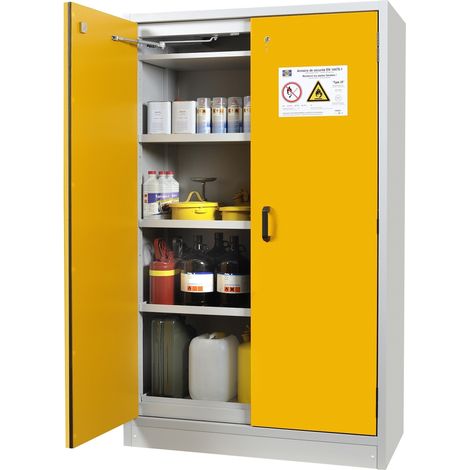 PROVOST - Armoire de sécurité ignifugée 30 minutes - Métal gris et jaune - Capacité 33L - Dimensions extérieures 119,5 x 59,5 x 193,5 cm