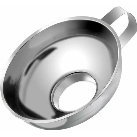 BRAVIX Entonnoir de Confiture en Acier Inoxydable Entonnoir à cannelure Large à Grand diamètre avec poignée pour Pots à Bocal Large Transfert de Liquide, Liquide, ingrédients secs et Poudre, Argent (1/5)