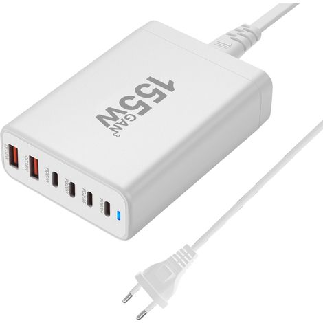 Chargeur de bureau GaN PD 155 W, adaptateur PD multifonctionnel, charge directe PD multiport 3 A 3 C(N180) (1/5)