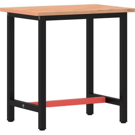 Établi 80x55x81,5 cm bois massif de hêtre et métal