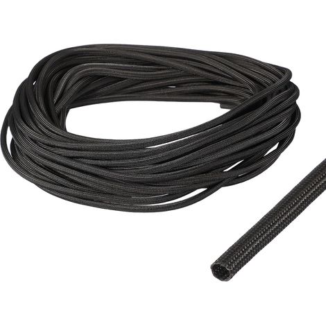 Gaine Cable Electrique 4mm ID 15 Mètre de Longueur Haute Température Manchon en Fibre de Verre, Noir (1/5)