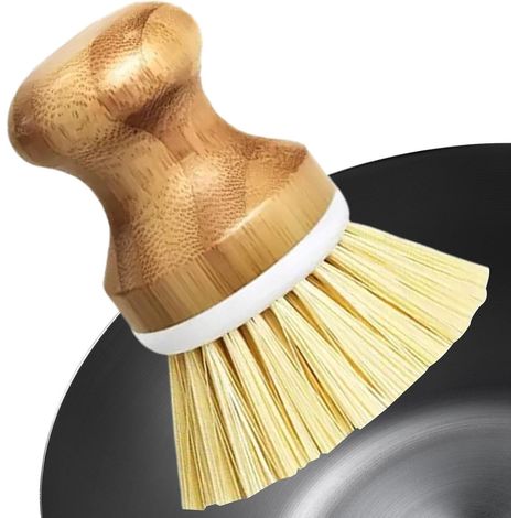 Brosse à récurer pour le nettoyage de la cuisine, brosse à récurer avec manche court, brosses à vaisselle pour nettoyer la vaisselle, les bols, les assiettes, les casseroles en fonte, les poêles en ac (1/5)