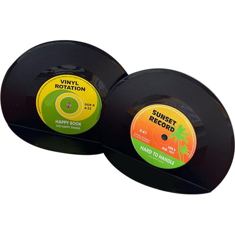 Porte-livres Vintage en forme de disque vinyle, 2 pièces, bords arrondis, support pour étudiant (1/5)