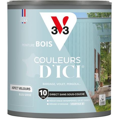 Peinture bois extérieur Couleurs d'Ici® V33 Bleu grisé Velours 0,5L
