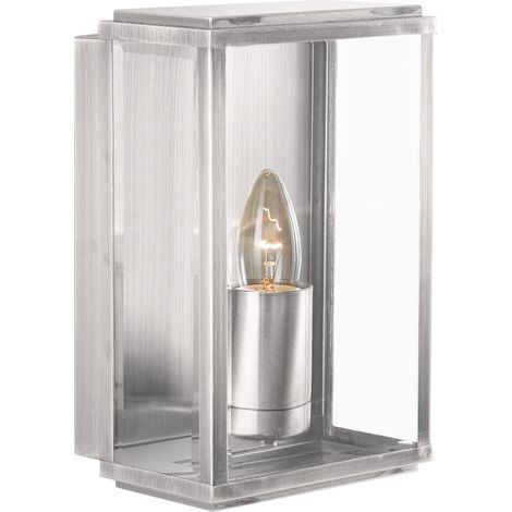 Searchlight Box - Applique da esterno da giardino a 1 luce Argento satinato IP44, attacco E27 (1/5)