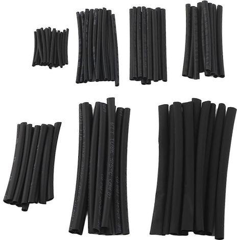 200 Stück schwarze Schrumpfschläuche, Schrumpfverhältnis 2:1, 10,4 MPa, Schrumpftemperatur 70–110 °C