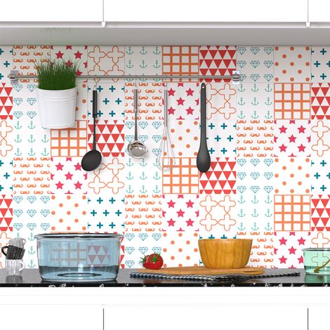 Sticker Mural Carrelage adhésif Cuisine Salle de Bain - 9 STICKERS CARRELAGES SCANDINAVE PLATTOR - 9stickers10x10cm (1/5)
