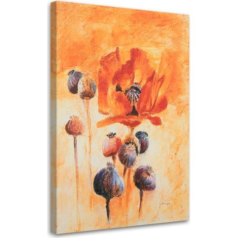 Tableau sur toile Coquelicot Orange comme peint 60x90 (1/5)