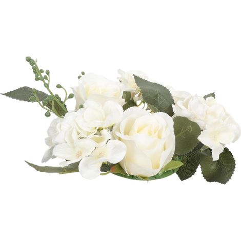 Fabric Garland of Artificial White Decorative Roses in Simulated Plastic, Flexible Decoration and DIY, Wedding and Party (1/5)