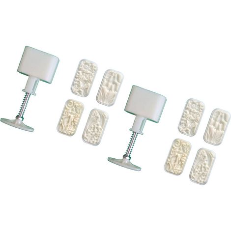 Moldes y sellos para pastel de frijol mungo - 2 moldes, 8 piezas