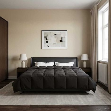 Sommerdecke Gepolstert Anthrazit 220 x 260 cm Mikrofaser