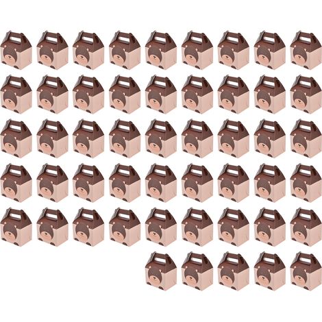 50 boîtes à bonbons animaux, boîtes à biscuits portables, emballage artisanal en carton, motif animaux, pour enfants, PartyBear (1/5)