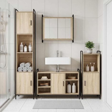 vidaXL Juego de Muebles de Baño 2 uds. Roble Sonoma 65,5 x 34 x 61 cm (1/5)