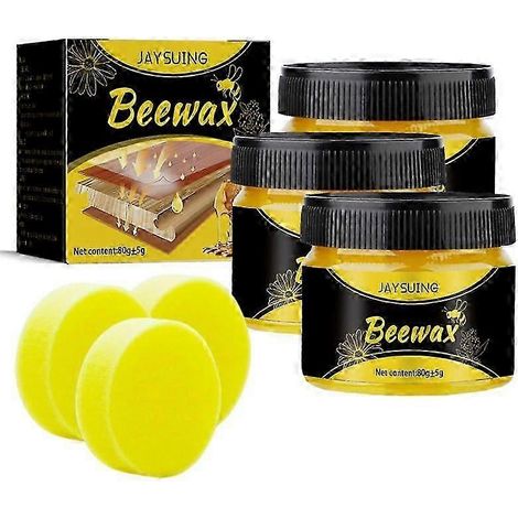 pots de cire d'abeille 100 % naturelle pour l'entretien des meubles en bois, le polissage et le nettoyage des parquets. Cire pure, naturelle et biologique, 80 g. (1/2)