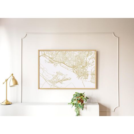 Cadre Photo doré 50 x 60 cm avec Passe-Partout, Cadre Plastique Style Acier ES060G (1/2)