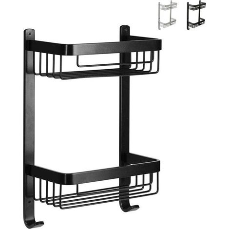 AQUASANIT Attractive mensola doccia frontale 2 ripiani nero opaco codice prod: A111006NF (1/4)