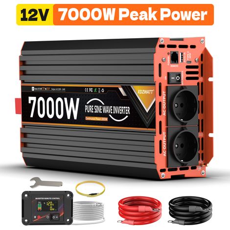 Spannungswandler 12V auf 230V – Reiner Sinus 3000W Dauerleistung 7000W Spitzenleistung – Überhitzungs- und Kurzschlussschutz (1/5)