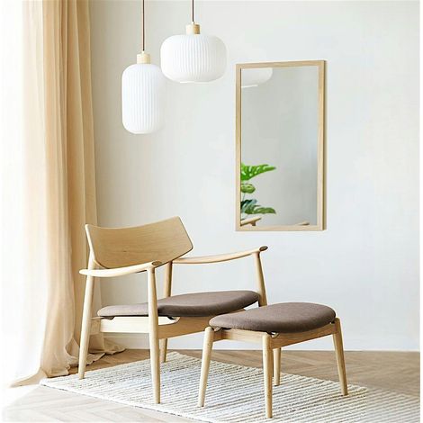 Fauteuil design scandinave chêne clair avec repose-pieds AMSTERDAM (1/5)