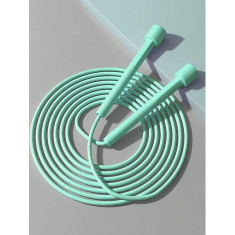 Corde à sauter ajustable unisexe pour fitness aérobique, séances de gym, fabriquée en PVC avec poignées en plastique, corde légère pour sauts rapides (vert).