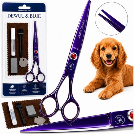 Forbici da toelettatura offset 7.0 per saloni per cani e gatti Dewuu&Blue (1/5)