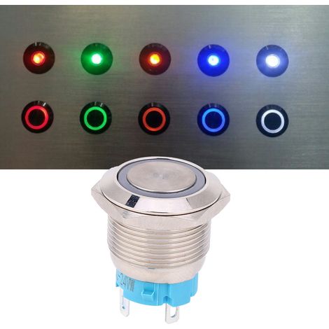 2 Stück 1224VDC 19mm selbstverriegelnder Drucktaster 1NO 4PIN Metall-Drucktaster (weiß) (1/5)