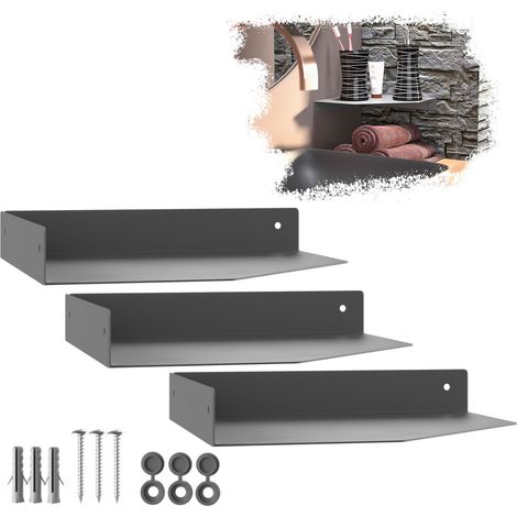 SOTECH Design Wand-Eckregal HOVER Höhe 3 cm inkl. Befestigungsset für Wandmontage, Länge 20 cm, Tiefe 20 cm, anthrazit, 3 Stück (1/5)