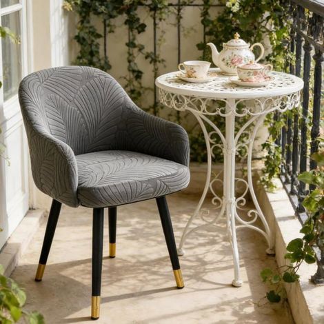 Lot De 2 Housses De Chaise Avec Accoudoirs - Jacquard - Amovibles - Dossier - Extensible - Lavable - Pour Chaises De Bureau, [F300] (1/5)
