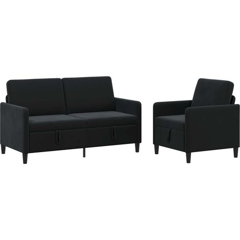 Sofa Set With Storage 2 pcs Black Polyester vidaXL (1/5)